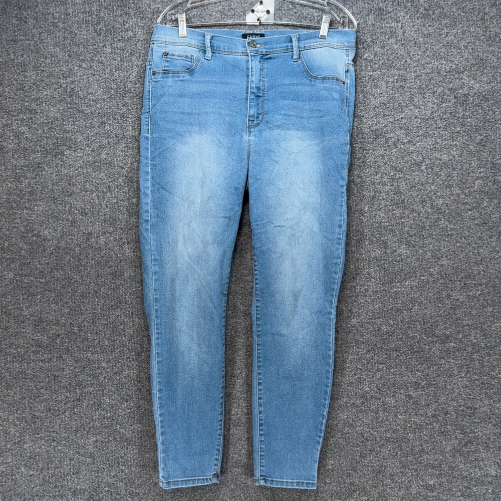 Curve Appeal Jeggings Womens 12 Blue High Rise Minimalist Skinny Denim Jeans